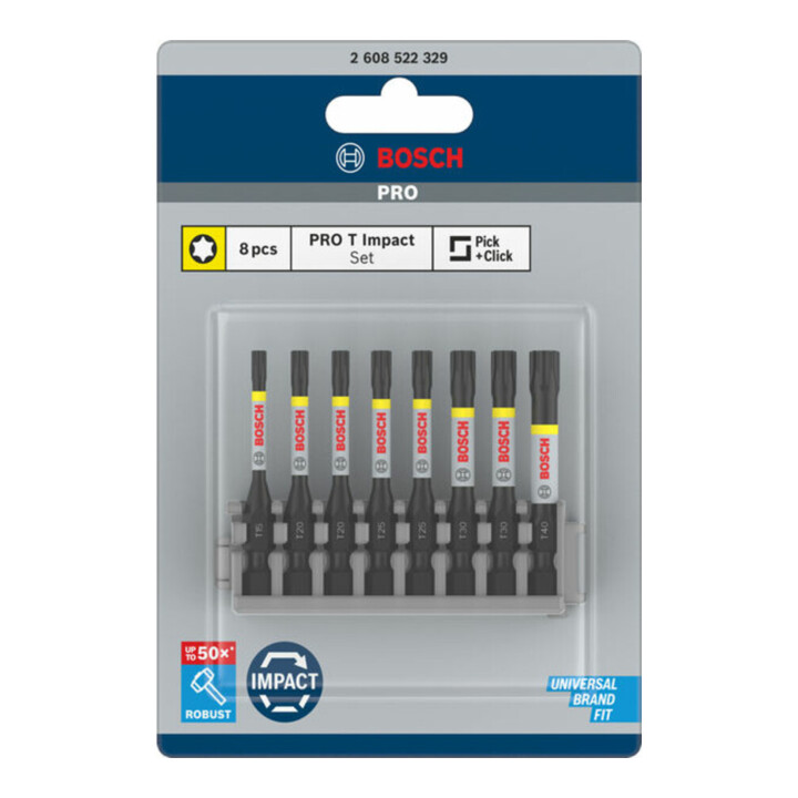 Bosch Impact Control 8-delige schroevendraaier bitset 1 x T15 T40 2x T20 T25 T30 50 mm