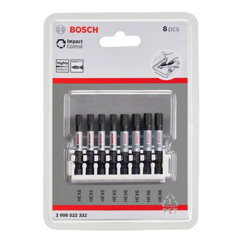 Bosch Impact Control 8-delige schroevendraaier bitset 4 x H5 4 x H6 50 mm