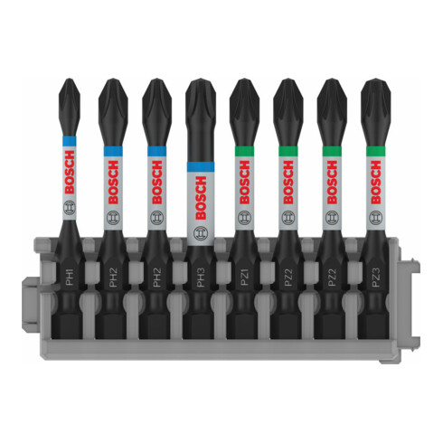 Bosch Impact Control 8-delige schroevendraaier bitset PH1 3x PH2 PH3 2 x PZ2 PZ3 50 mm