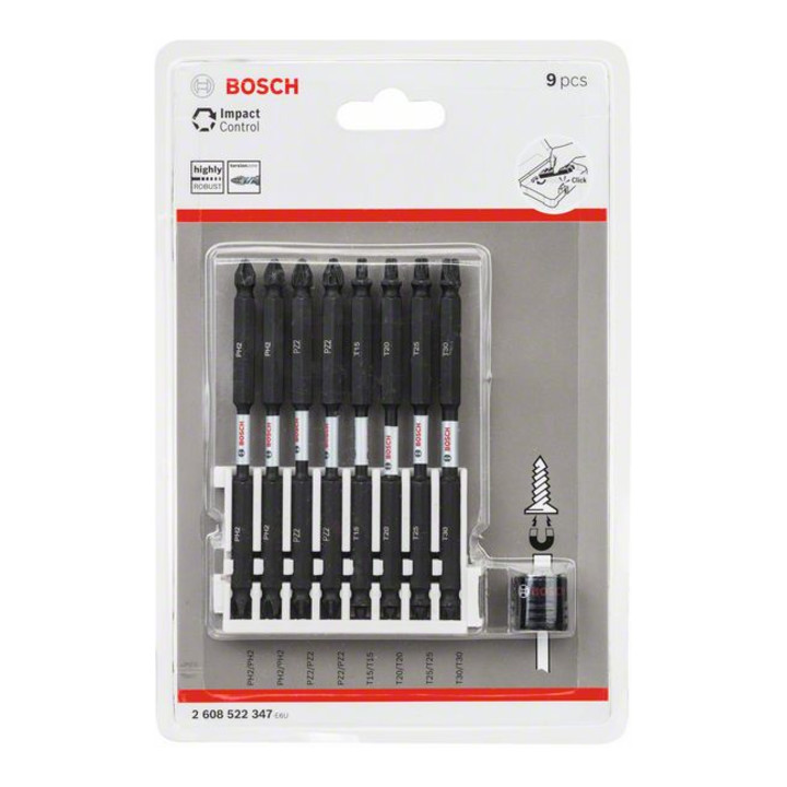 Bosch Impact Control double-blade schroevendraaier bitset 9 stuks divers 110 mm