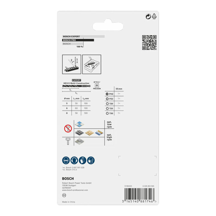 Bosch Impact Control Schrauberbitpack 8-teilig gemischt mit Mehrzweckbohrer