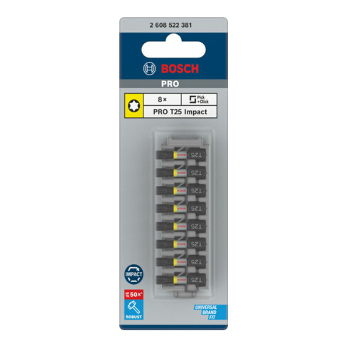 Bosch Impact Control Schrauberbitpack 8-teilig mit T25 25 mm