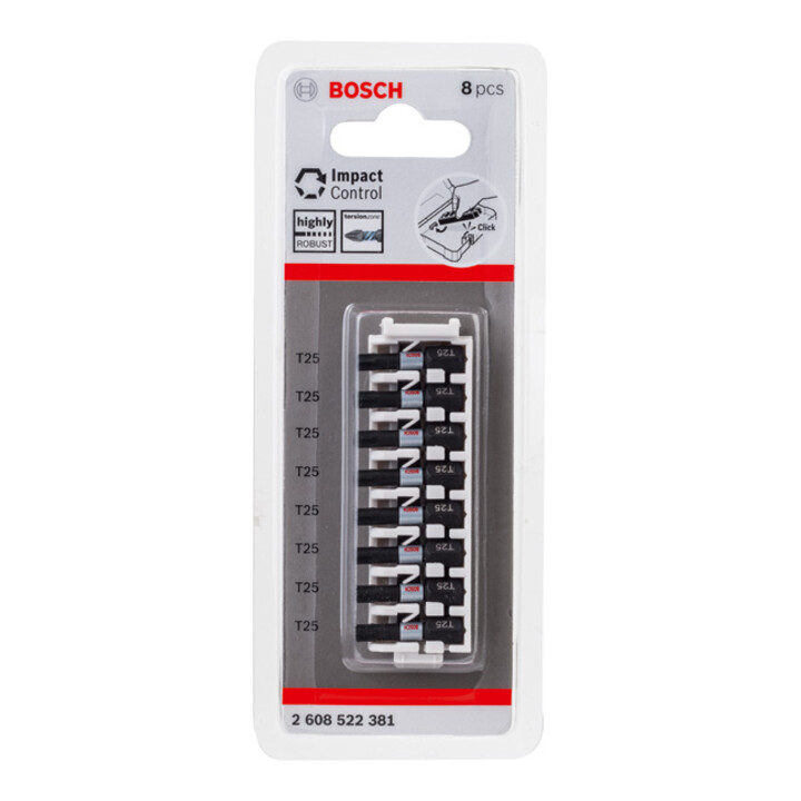 Bosch Impact Control Schrauberbitpack 8-teilig mit T25 25 mm