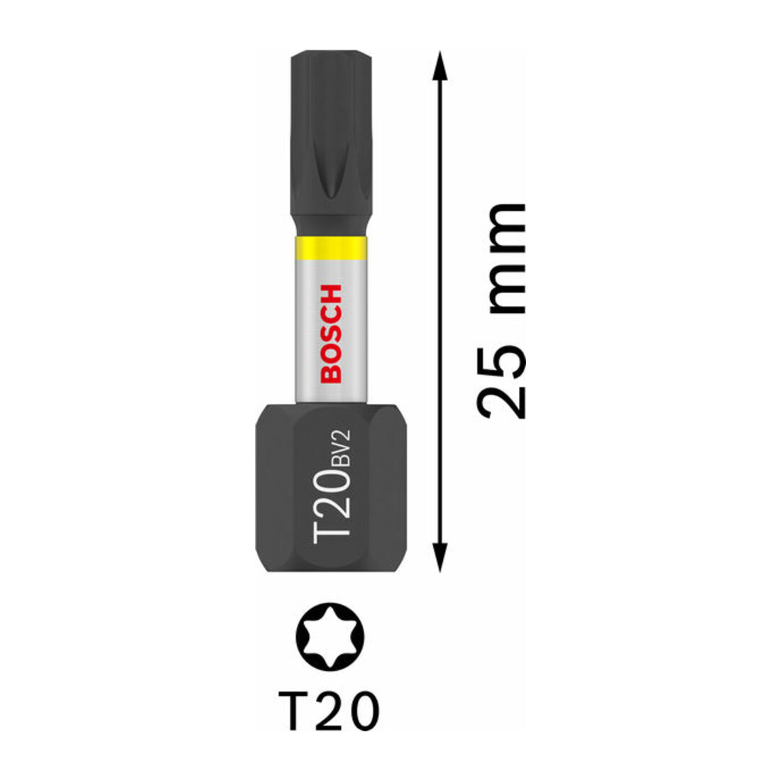 Bosch Impact T20 25 mm 25 pezzi. Per cacciaviti