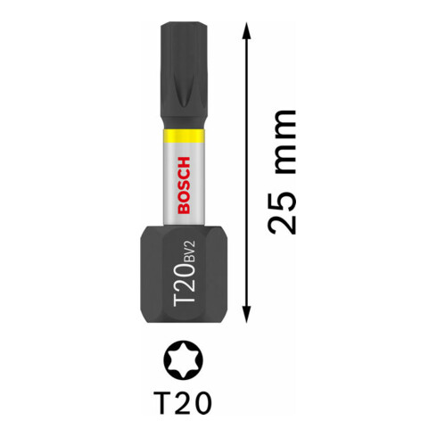 Bosch Impact T20 25 mm 25 pezzi. Per cacciaviti