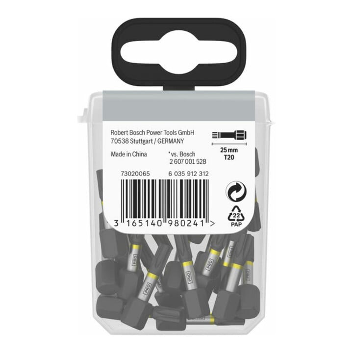 Bosch Impact T20 25 mm 25 stuks. Voor schroevendraaiers