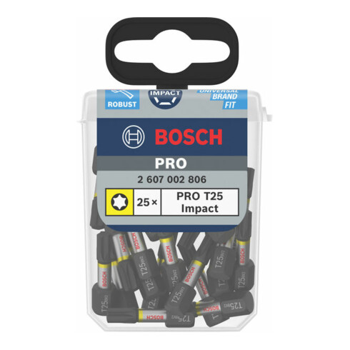 Bosch Impact T25 25 mm 25 pièces. Pour tournevis