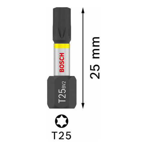 Bosch Impact T25 25 mm 25 pièces. Pour tournevis