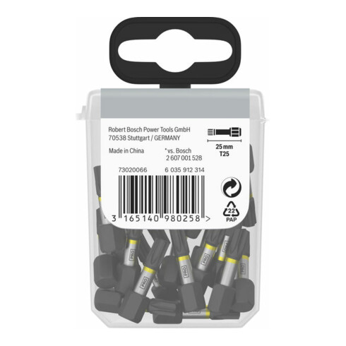 Bosch Impact T25 25 mm 25 pièces. Pour tournevis
