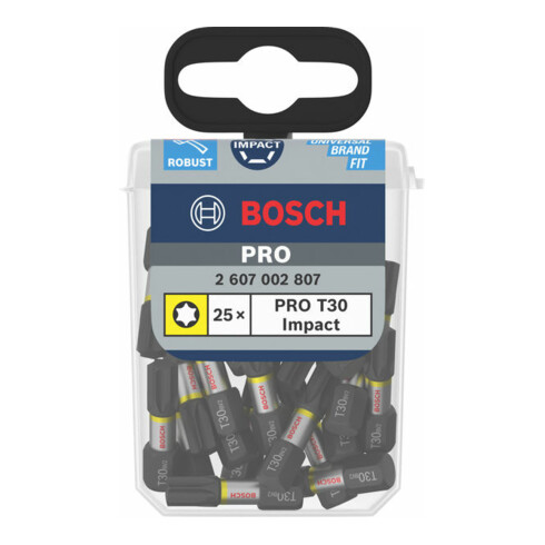 Bosch Impact T30 25 mm 25 pièces. Pour tournevis