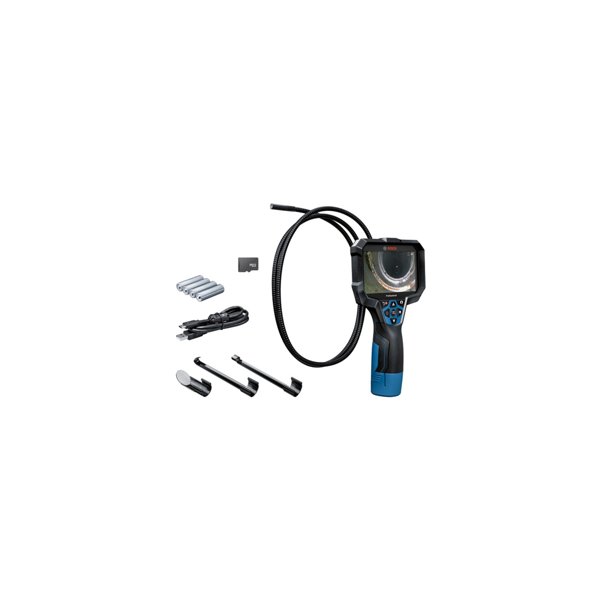 BOSCH Inspektionskamera GIC 12V-5-27 C, 4 x 1.5 V-LR6-Batterie, Akku-Adapter