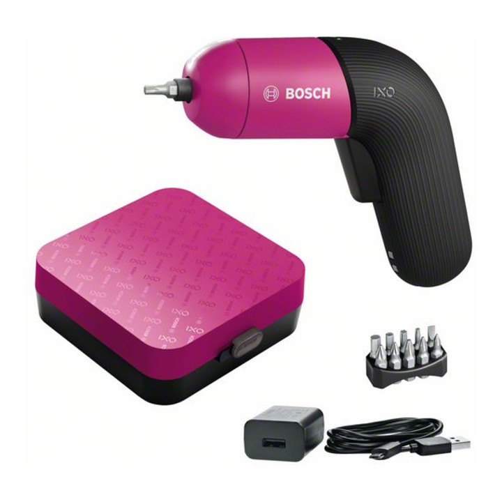 Bosch IXO draadloze schroevendraaier Colour Edition, accu- micro USB oplader, bit starter set