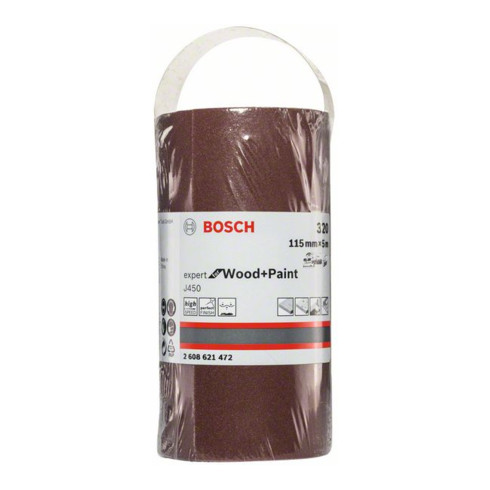 Bosch Rullo abrasivo J450 Expert for Wood and Paint, 115mmx5m 320