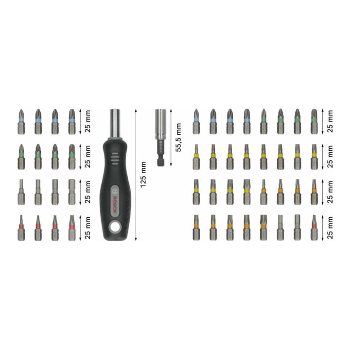 Bosch Jeu de embouts de vissage Extra Dur, 50 pcs