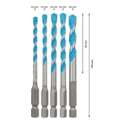 Bosch Jeu de forets à percussion HEX-9 5 pcs 4/5/6/8 mm MultiConstruction EXPERT-5