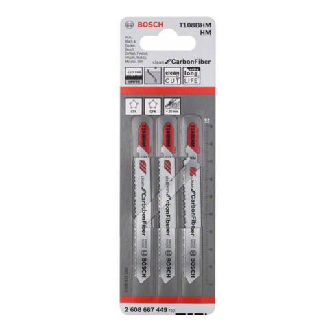 Lame de scie sauteuse Bosch T 108 BHM, Clean for Carbon Fiber