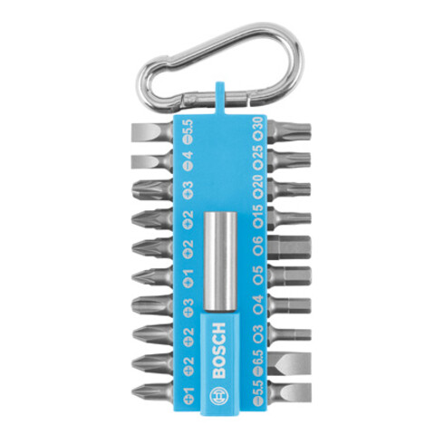 Bosch Jeu d'embouts de tournevis 21 pièces avec mousqueton, bleu clair