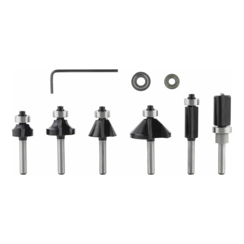 Bosch kanten- en afschuinfrezenset 6 mm schacht 6 stuks