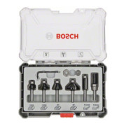 Bosch kanten- en afschuinfrezenset, 8 mm schacht, 6 stuks