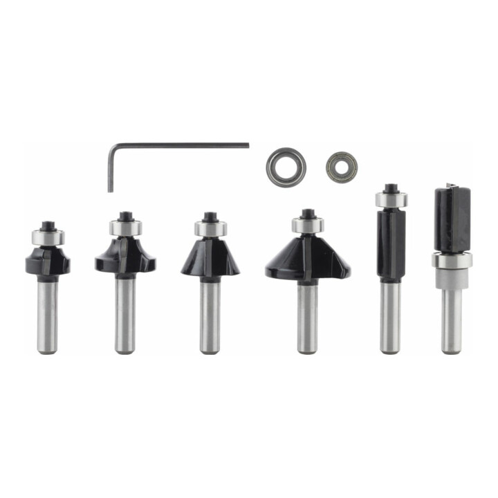 Bosch kanten- en afschuinfrezenset, 8 mm schacht, 6 stuks
