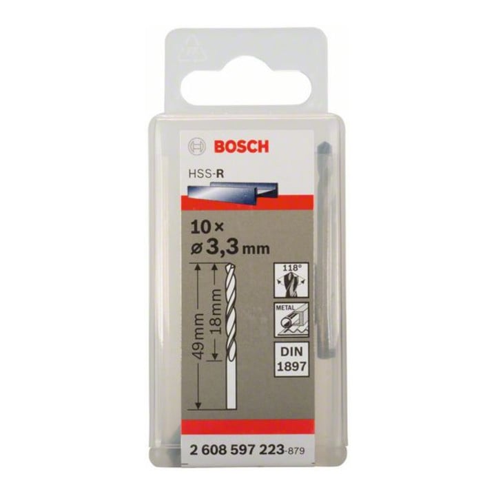 Bosch Karosseriebohrer HSS-R DIN 1897 3,3 x 20 x 49 mm