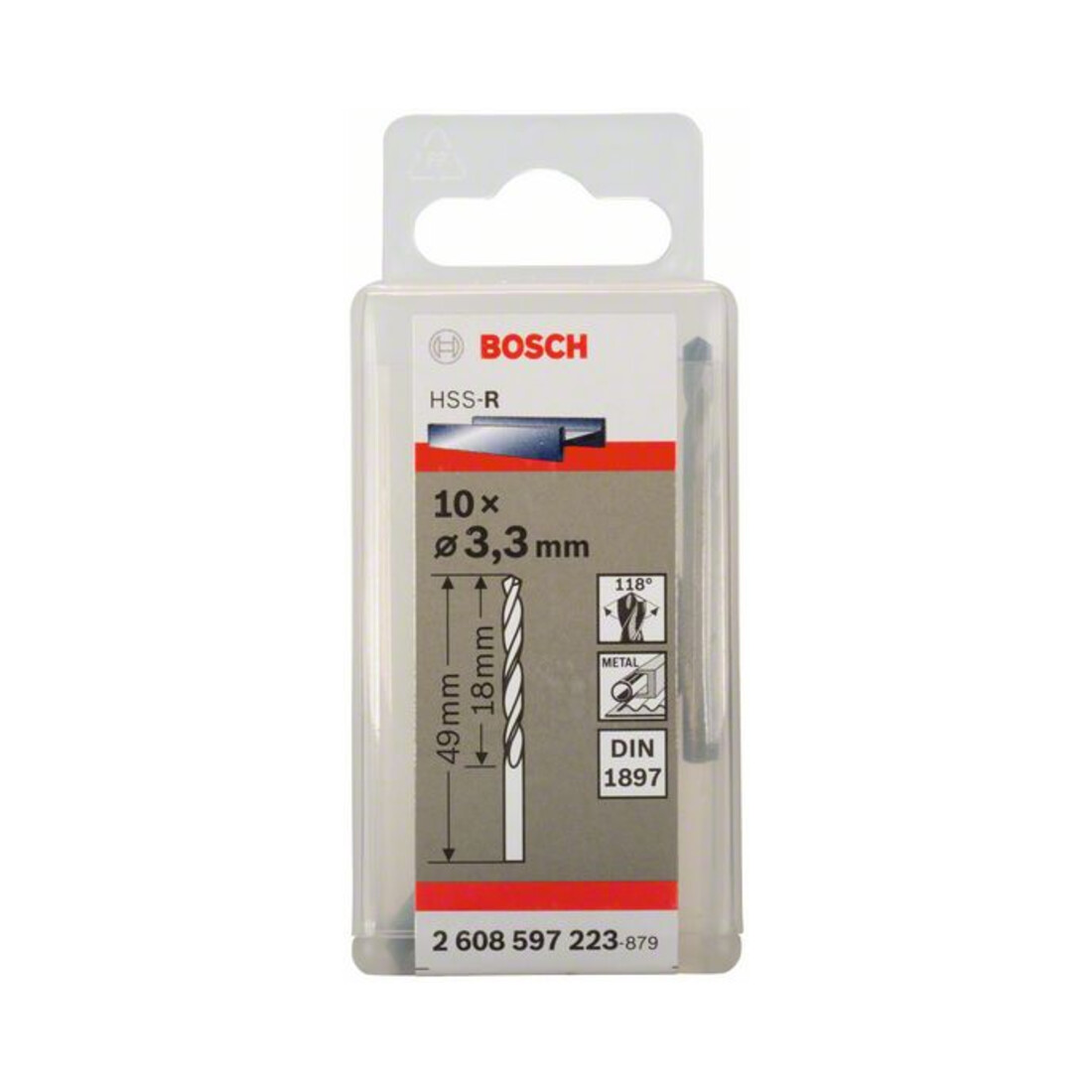 Bosch Karosseriebohrer HSS-R DIN 1897 3,3 x 20 x 49 mm
