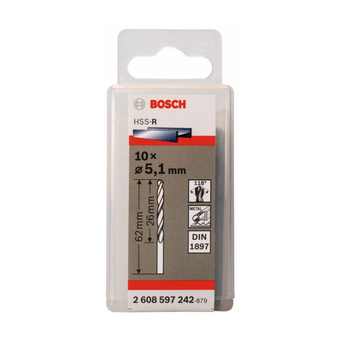 Bosch Karosseriebohrer HSS-R DIN 1897 5,1 x 26 x 62 mm