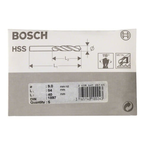 Bosch Karosseriebohrer HSS-R DIN 1897 9 x 40 x 84 mm