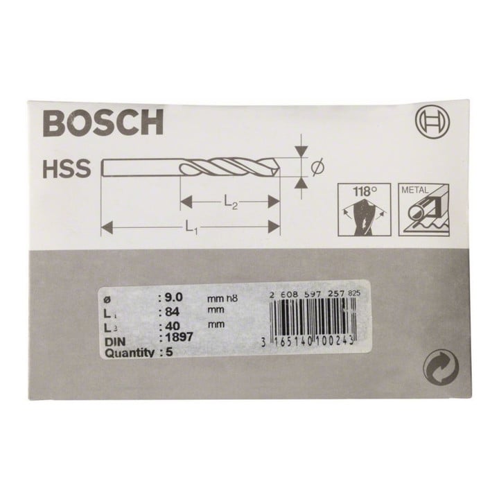 Bosch Karosseriebohrer HSS-R DIN 1897 9 x 40 x 84 mm
