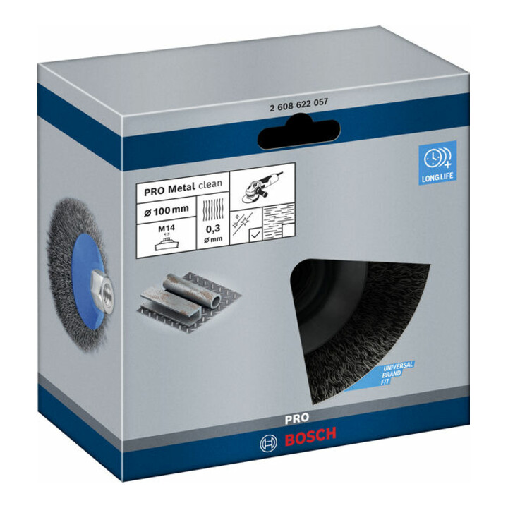 Bosch Kegelbürste Clean for Metal gewellt 100 mm 0,3 mm 12500 U/min M14