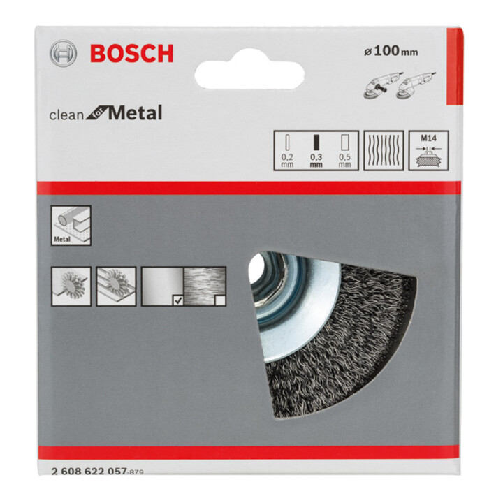 Bosch Kegelbürste Clean for Metal gewellt 100 mm 0,3 mm 12500 U/min M14