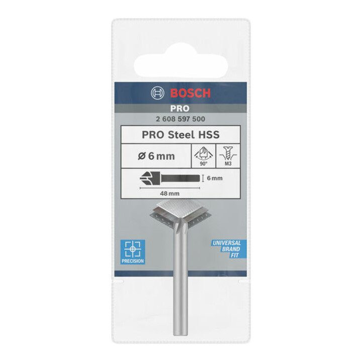 Bosch Kegelsenker mit zylindrischem Schaft 6,0 mm M 3 48 mm 6 mm