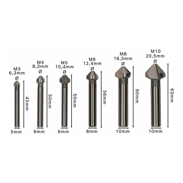 Bosch Kegelsenker-Set 6-teilig 45 63 mm / 5-10 mm / 6,3 - 20,5 mm