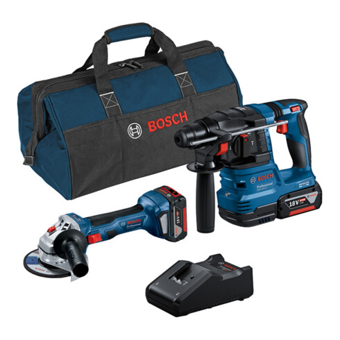 Bosch Kit Combo 2 pièces 18V : GWS 18V-7 + GBH 18V-22 + 2 x batterie 4.0Ah, chargeur rapide