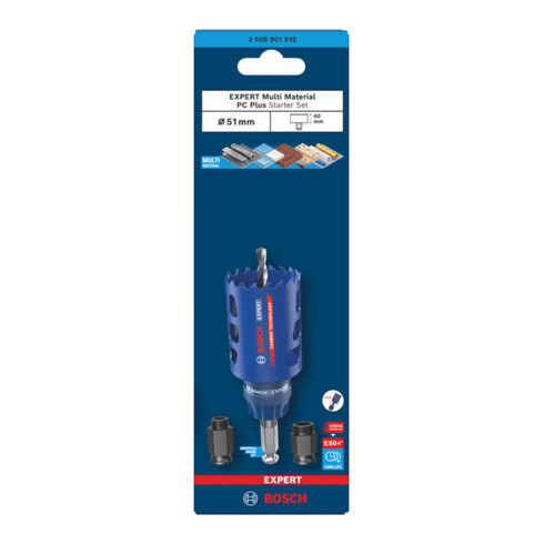 Bosch Kit seghe a tazza EXPERT Multi Material Power Change Plus, 51 x 60 mm