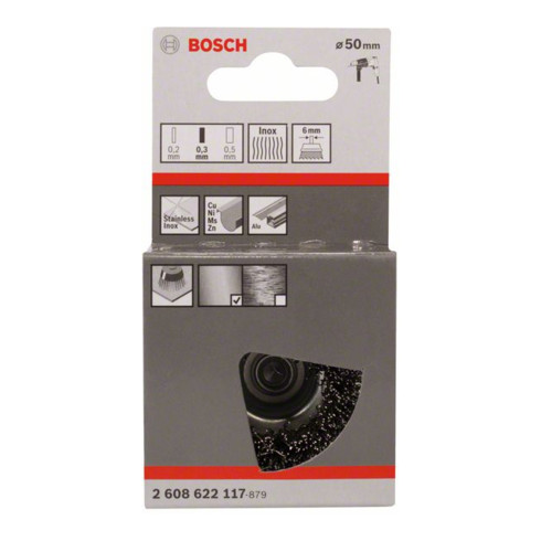 Bosch roestvrijstalen kopjesborstel met gegolfde draad