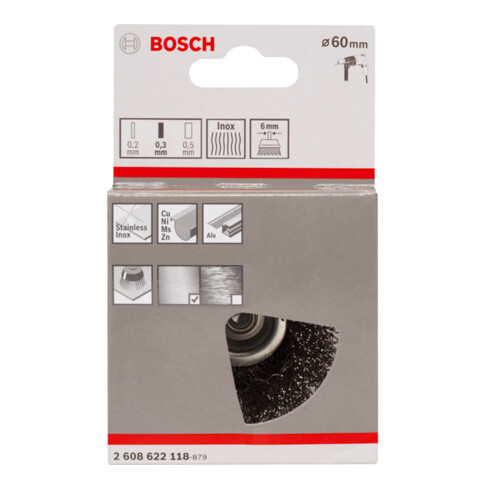 Bosch roestvrijstalen kopjesborstel met gegolfde draad