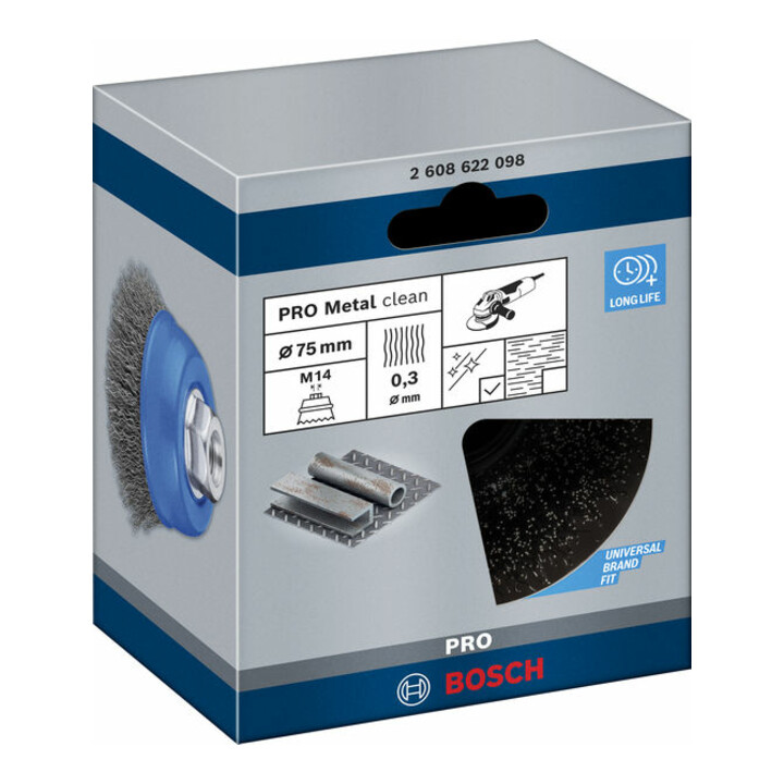 Bosch komborstel staal gegolfd draad 75 mm 0,3 mm 12500 tpm M 14