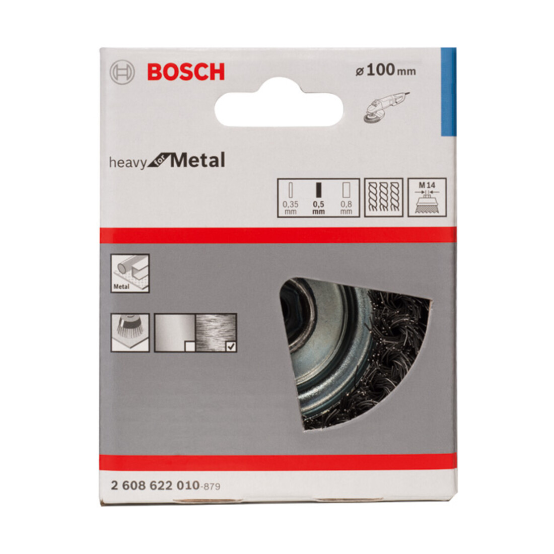 Bosch komborstel staal getordeerd draad 100 mm 0,5 mm 8500 omw/min M 14