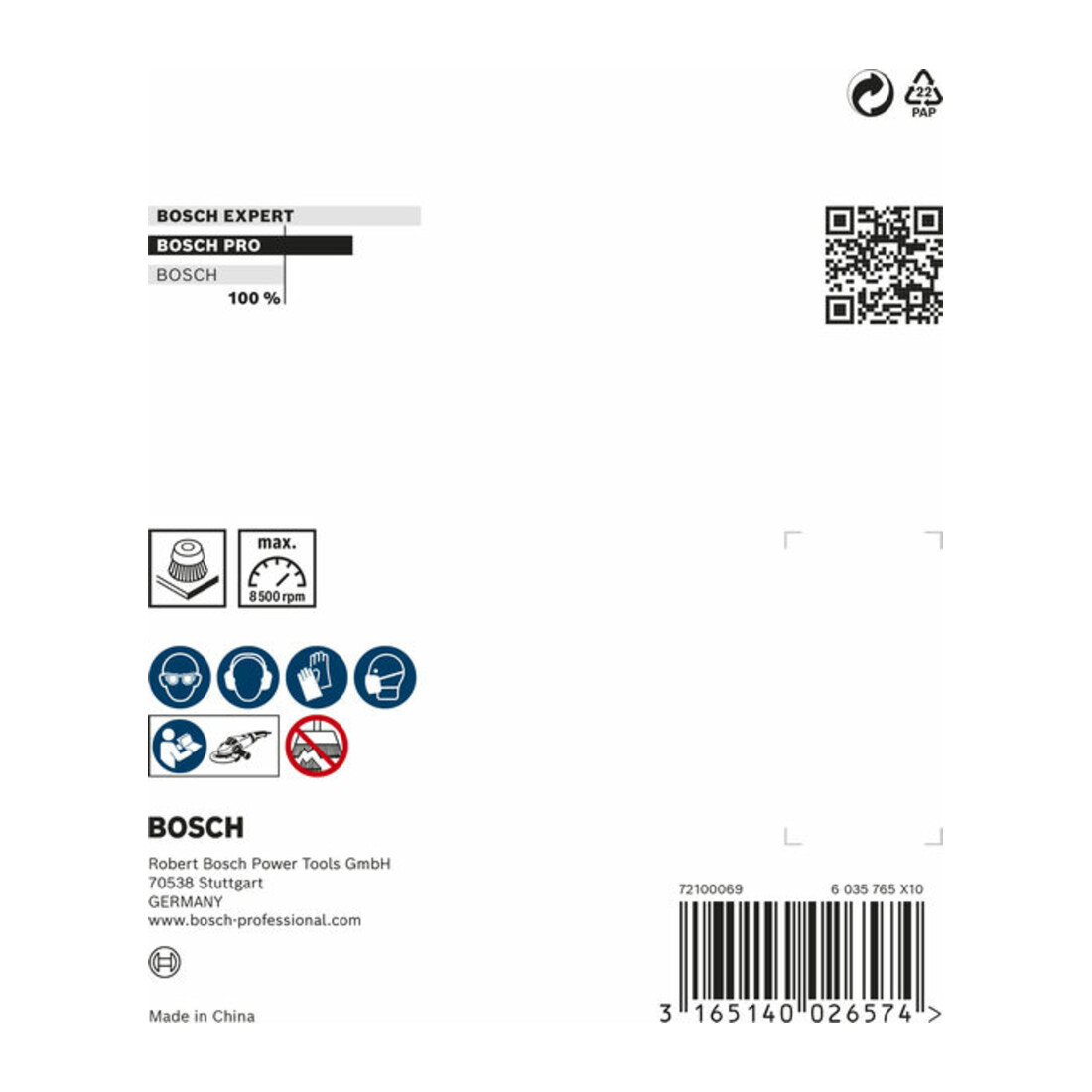 Bosch komborstel staal getordeerd draad 100 mm 0,8 mm 8500 omw/min M 14
