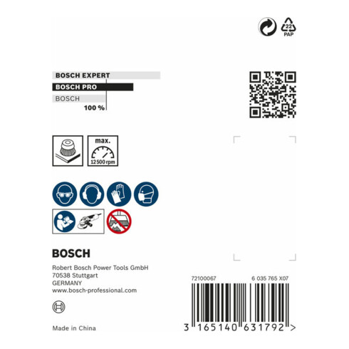 Bosch komborstel staal getordeerd draad 65 mm 0,35 mm 12500 tpm M 14