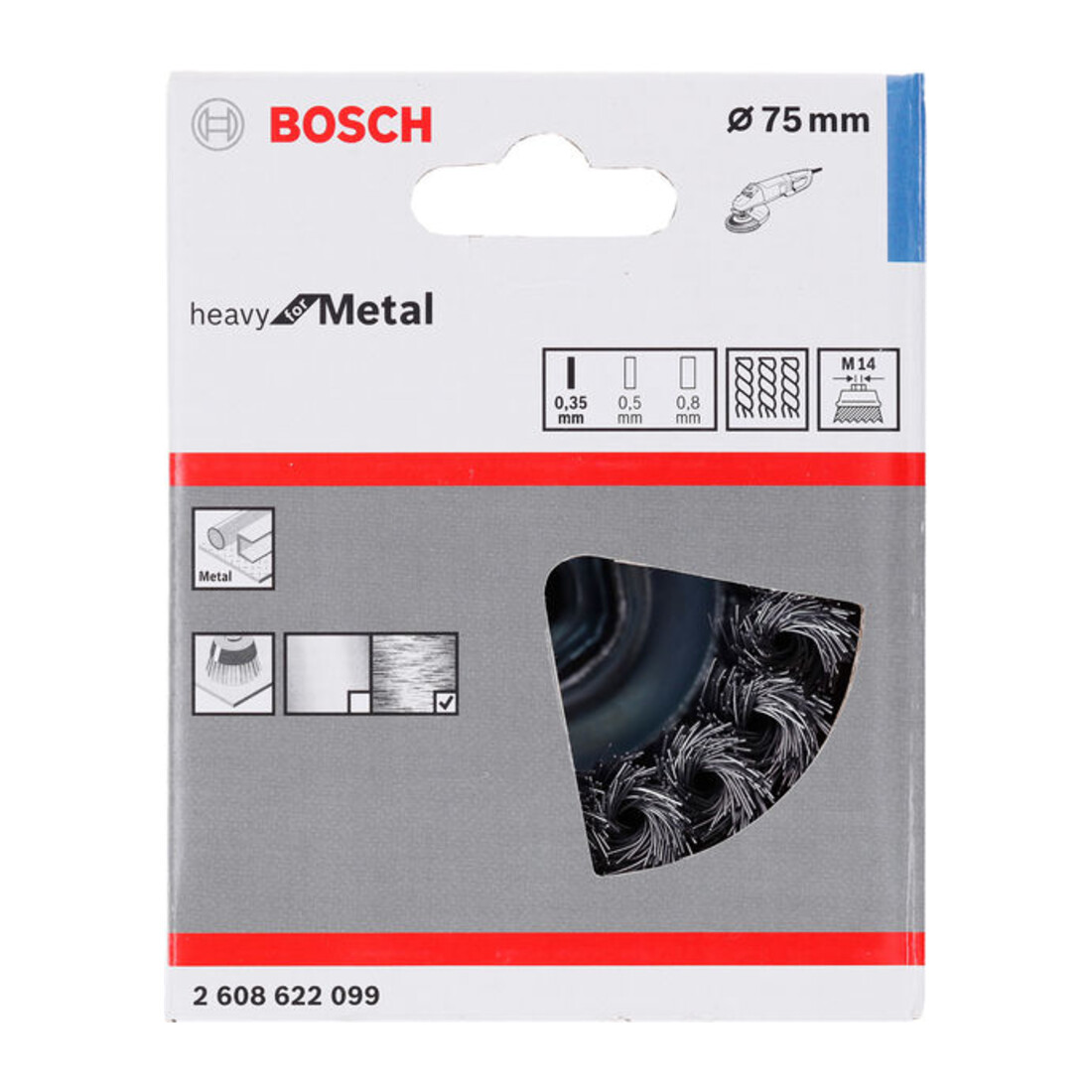 Bosch komborstel staal getordeerd draad 65 mm 0,35 mm 12500 tpm M 14