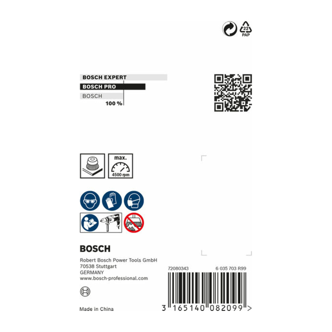 Bosch komborstel staal getordeerd draad 65 mm 0,5 mm 4500 omw/min