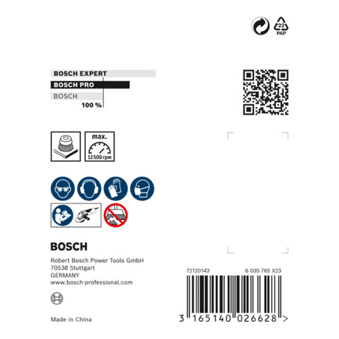 Bosch komborstel staal getordeerd draad 75 mm 0,5 mm 12500 tpm M 14