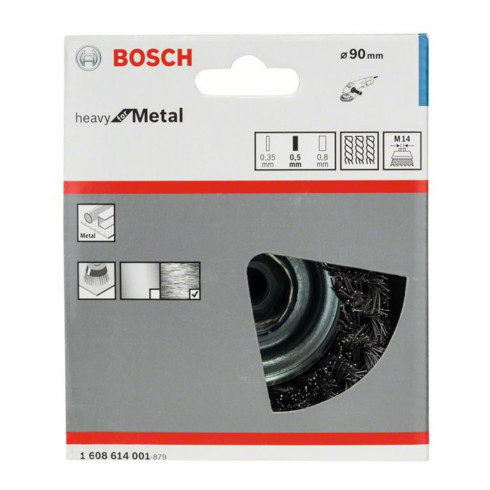 Bosch komborstel staal getordeerd draad 90 mm 0,5 mm 8500 omw/min M 14