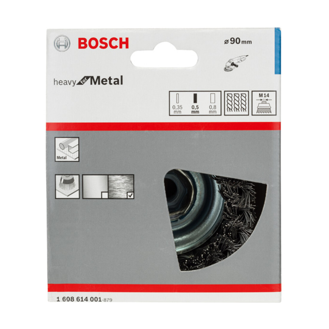 Bosch komborstel staal getordeerd draad 90 mm 0,5 mm 8500 omw/min M 14