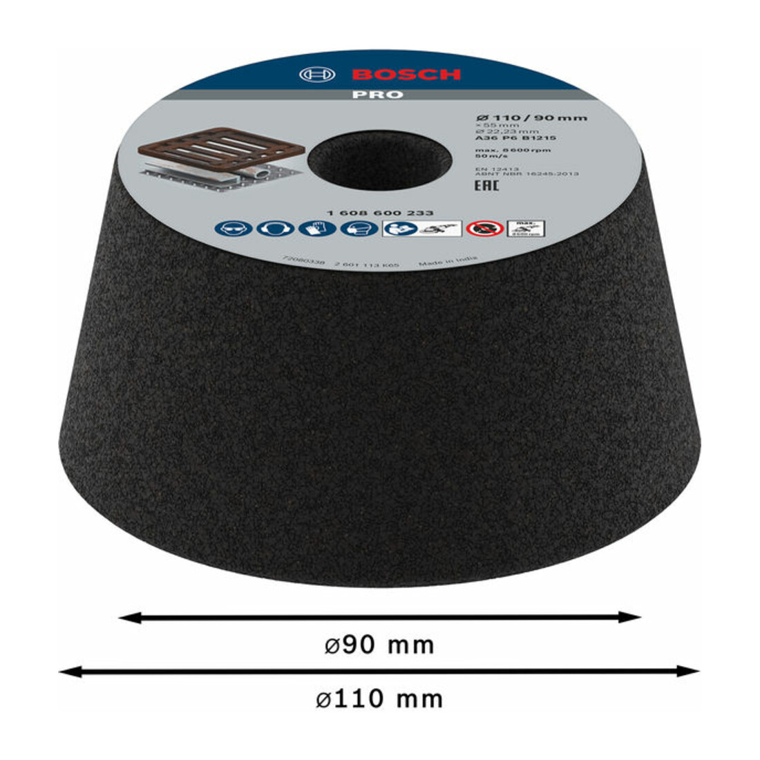 Bosch komschijf voor nat- en haakse slijpmachines conisch-metaal/gietijzer
