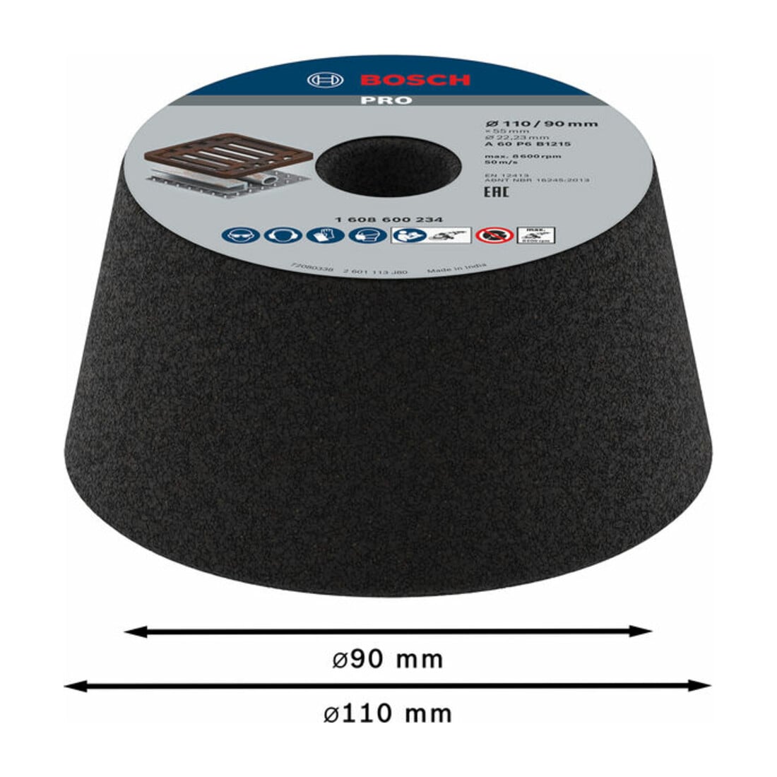 Bosch komschijf voor nat- en haakse slijpmachines conisch-metaal/gietijzer