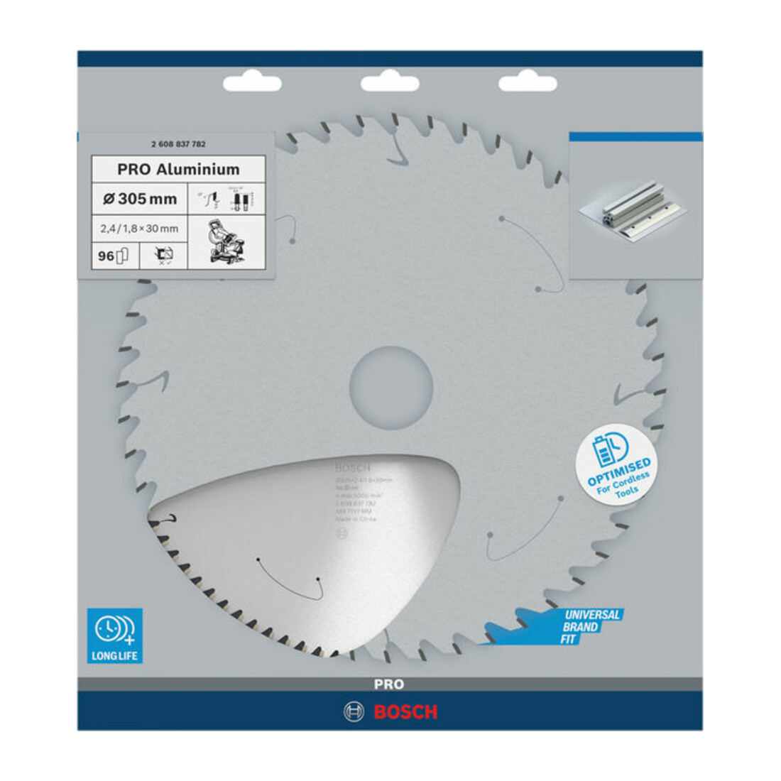 Bosch Kreissägeblatt Aluminium für Akkusägen 305 x 2,4/1,8 x 30 96 Zähne