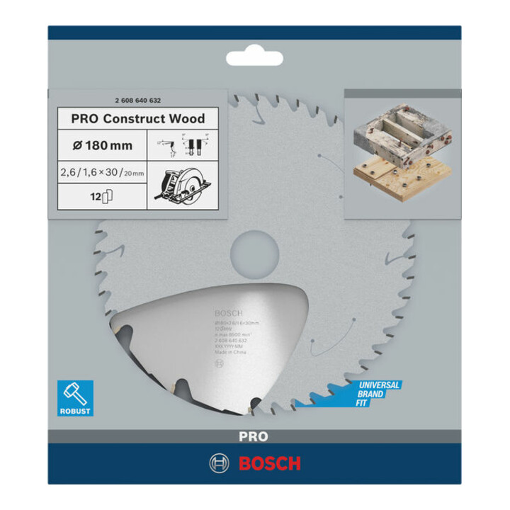Bosch Kreissägeblatt Construct Wood 180 x 30/20 x 2,6 mm 12